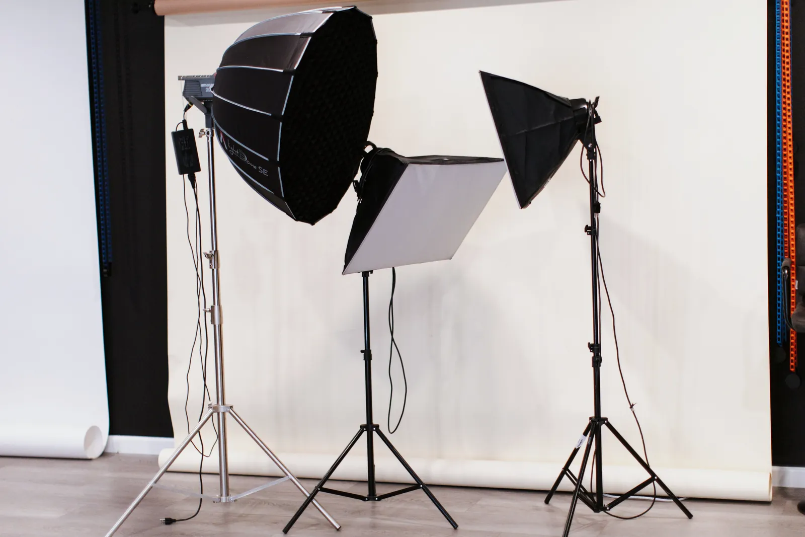 Light modifiers and stands in our former Sunnyvale studio.